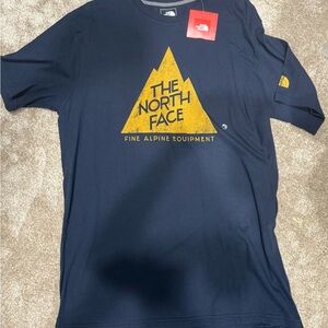 The North Face Men's Dark Blue Tee with Gold Logo
